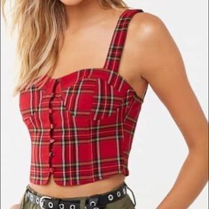 plaid button up crop top